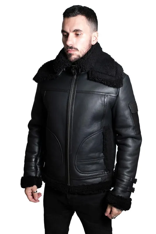 Retro Biker Sheepskin Jacket-Hingham