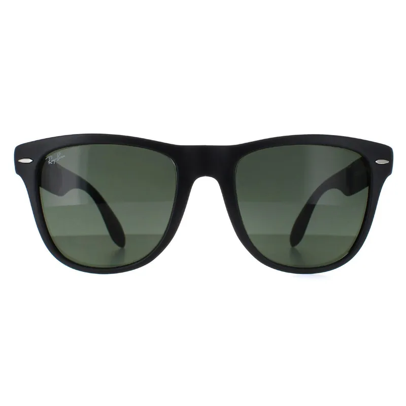 Rectangle Matt Black Green Folding Wayfarer 4105 Sunglasses - Ray-Ban