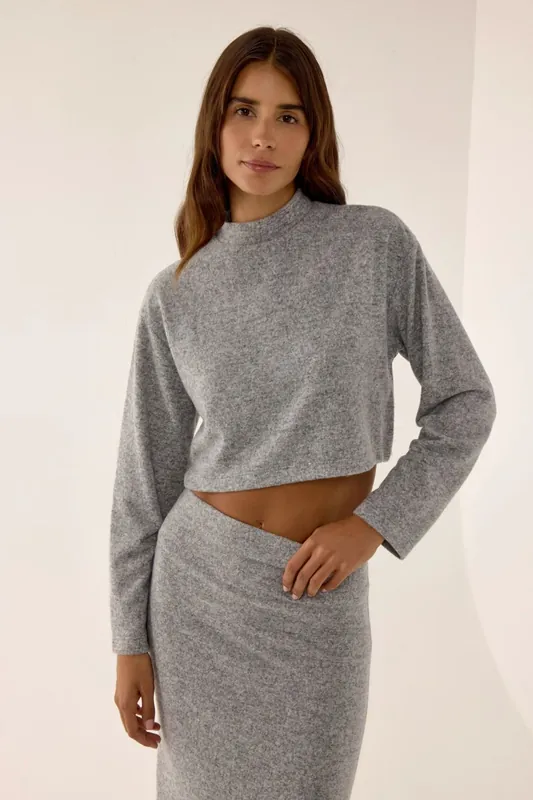 Relaxed Fit Half Turtleneck Crop Blouse - Hiccup