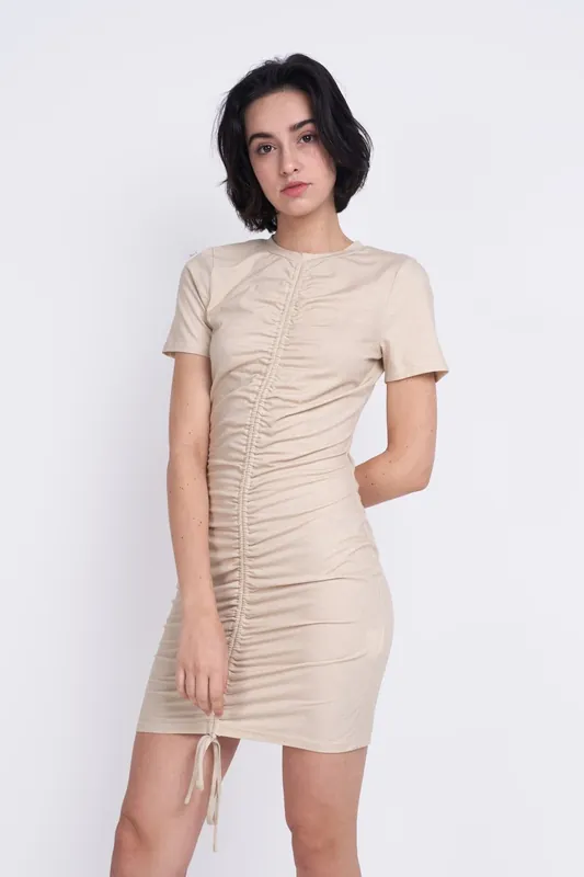 Round-Neck-Short-Sleeves Mini-Dresses