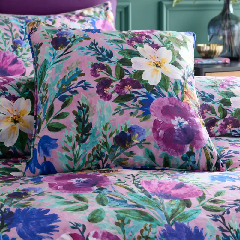 Ophelia Floral Filled Cushion Pillow Bed Sofa 18" Inch Square 45x45cm - Portfolio Home