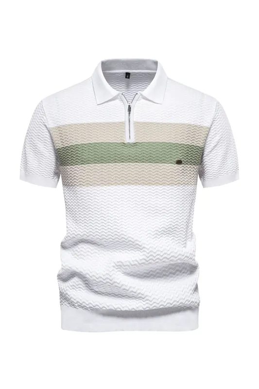 Casual Quarter Zip Turn Down Collar Short Sleeve Polo Shirts - MODISHION