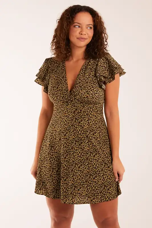 Wrap Ruffle Mini Dress - Blue Vanilla