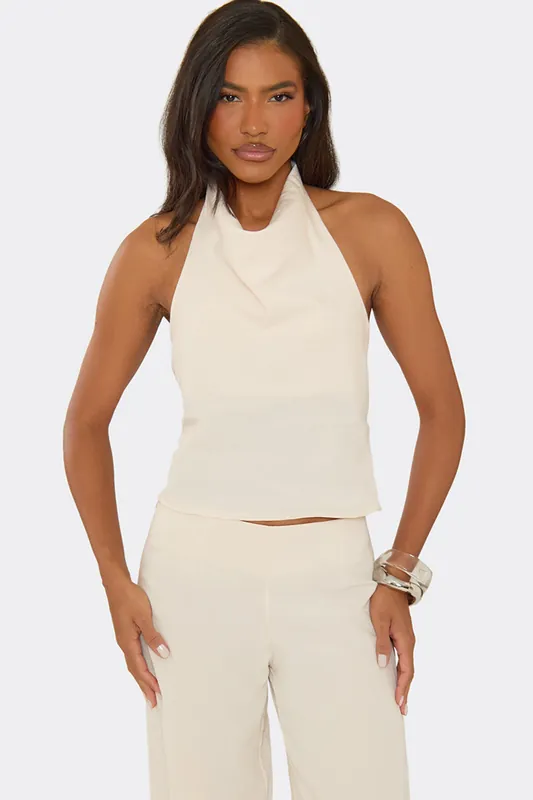 Sleeveless Cowl Neck Linen Top - EGO