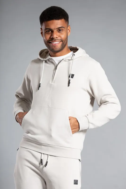 Cotton Blend Hoody with Neck Zip Fastening - Tokyo Laundry