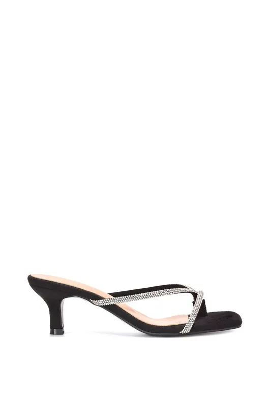 Megan' Toe Post Heeled Mules With Crystal Details - XY London