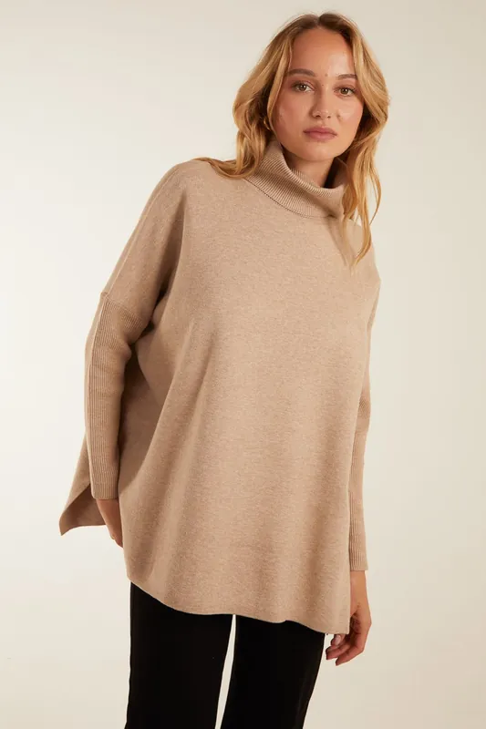 High Neck Boxy Jumper - Blue Vanilla