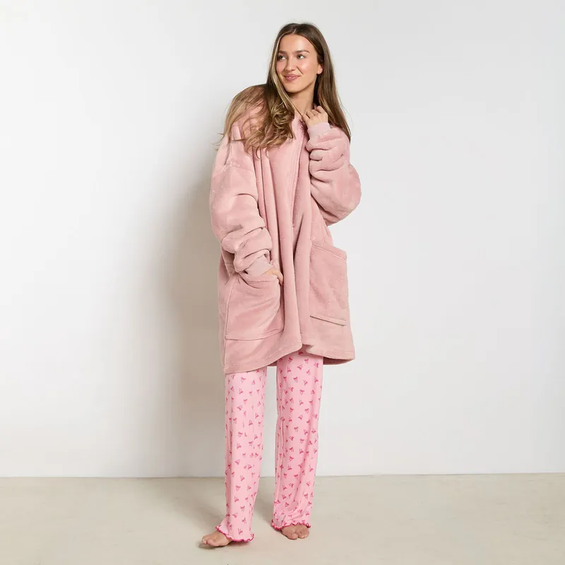 Zip Up Oversized Sherpa Fleece Hoodie Blanket - OHS