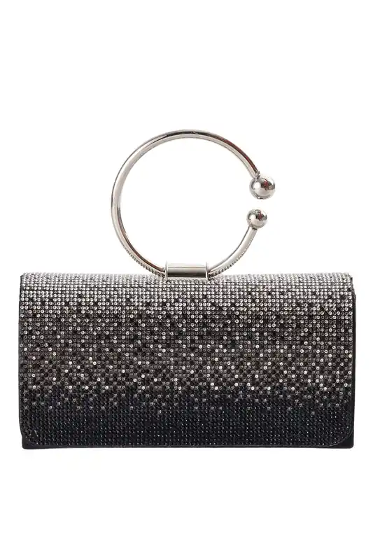 Rhinestone Evening Clutch Bag with Ring Handle - MODISHION