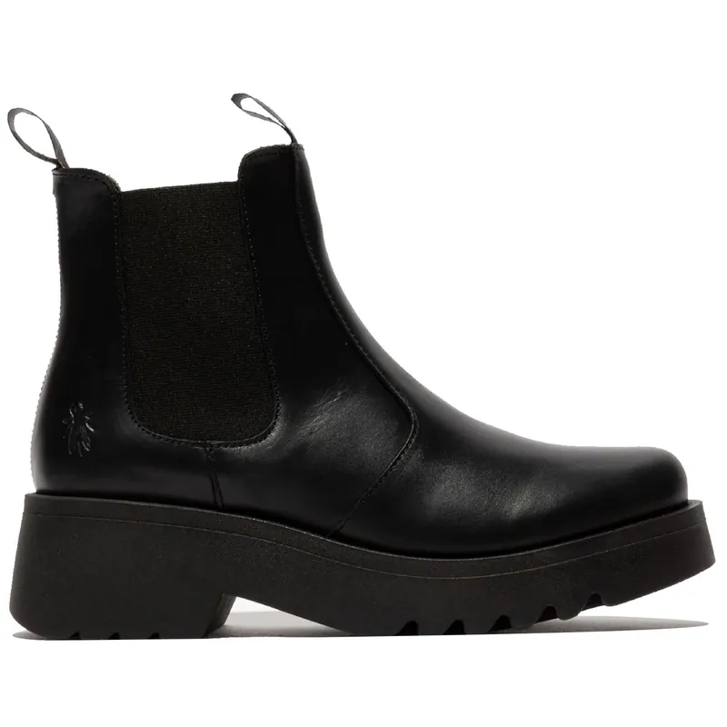 Wedge Heel Pull On Leather Chelsea Boots - TruClothing