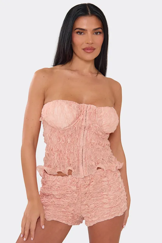 Sleeveless Bandeau Woven Corset Top - EGO