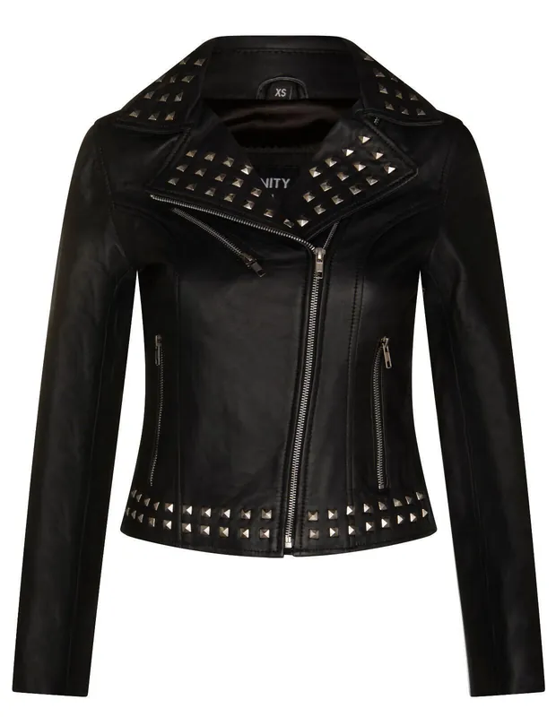 Gothic Biker Leather Jacket with Studs-Bilbao