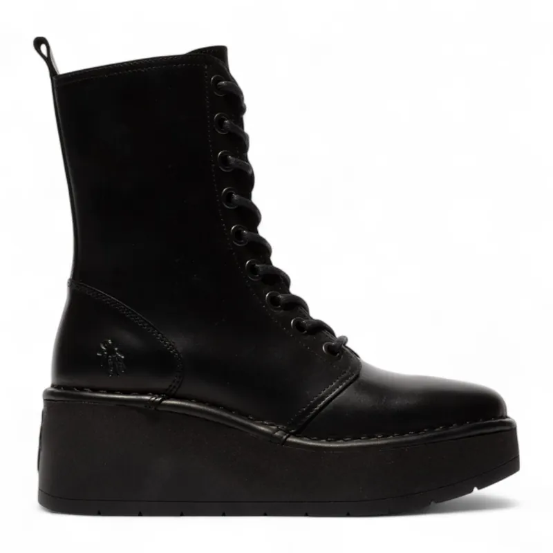 Fly London HAIT273 Leather Lace-up Chunky Platform Ankle Boots