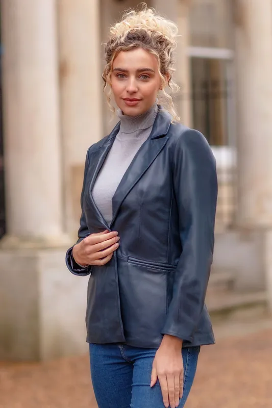 Lucia' Real Leather Fashion Single Breasted Blazer - Ashwood Leather
