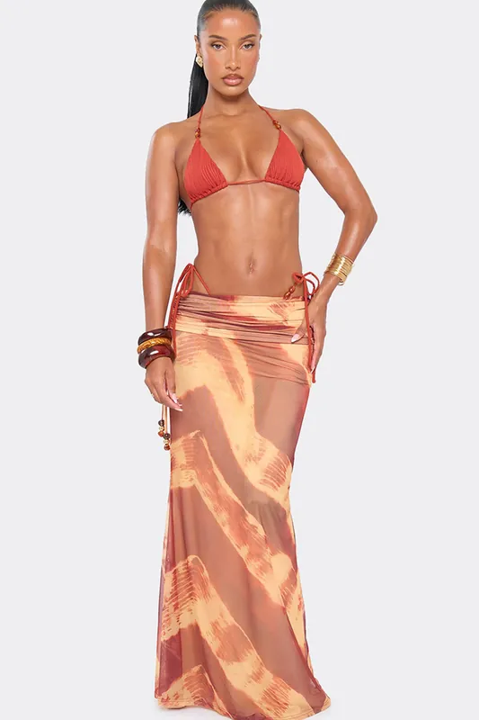 Abstract Print Maxi Skirt - EGO