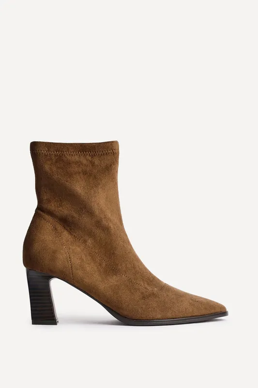 Blaze Tan Faux Suede Sock Ankle Boot - Linzi