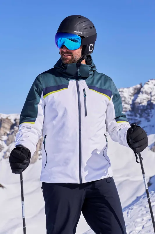Leo' Extreme Waterproof Hooded Warm Full Zip Panelled Ski Jacket - Mountain Warehouse