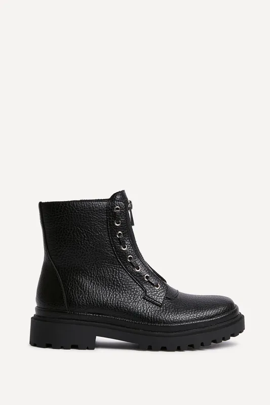 Launch Black Zip-Up Military Boots
