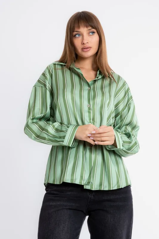 Striped Satin Buttoned Shirt - Hiccup