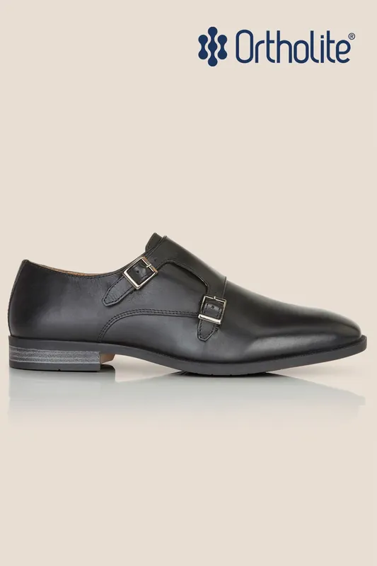 Malvern Leather Mens Double Monk Shoes - Silver Street London