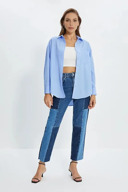 Single Pocket Boyfriend Cotton Woven Shirt - WOVCOR