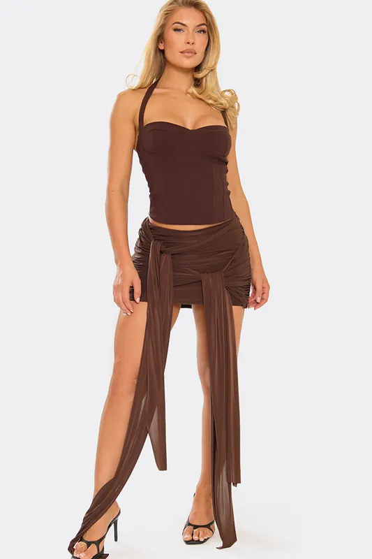 Knotted Tie Low Rise Mini Skirt - EGO