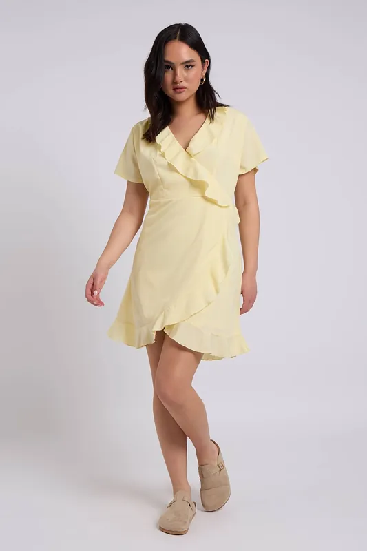 Hot Pink SS Woven Frill Tea Dress - Urban Bliss