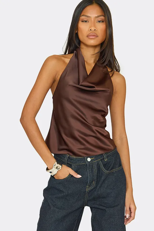 Sleeveless Halter Neck Open Back Top - EGO