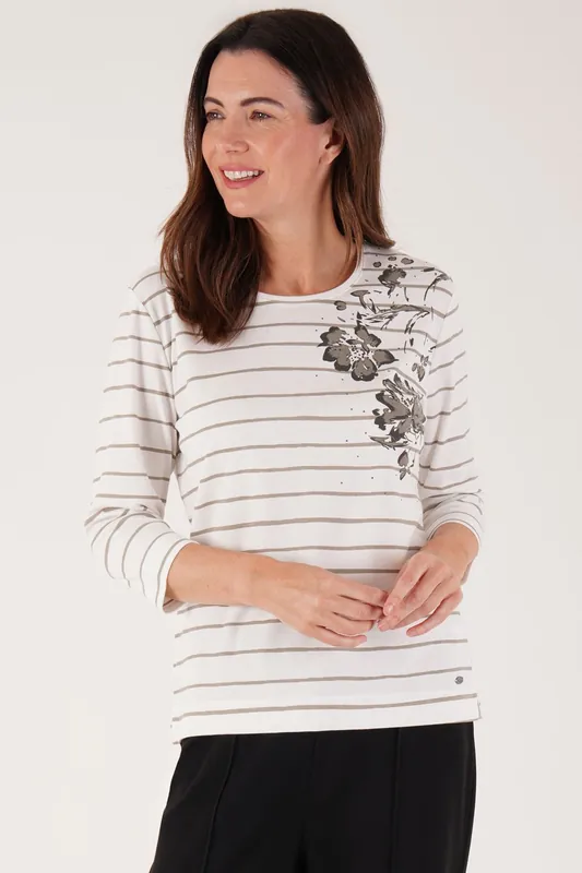 Flower and Stripe Top - Tigi