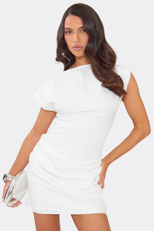 Short Sleeve Shoulder Pads Mini Dress - EGO