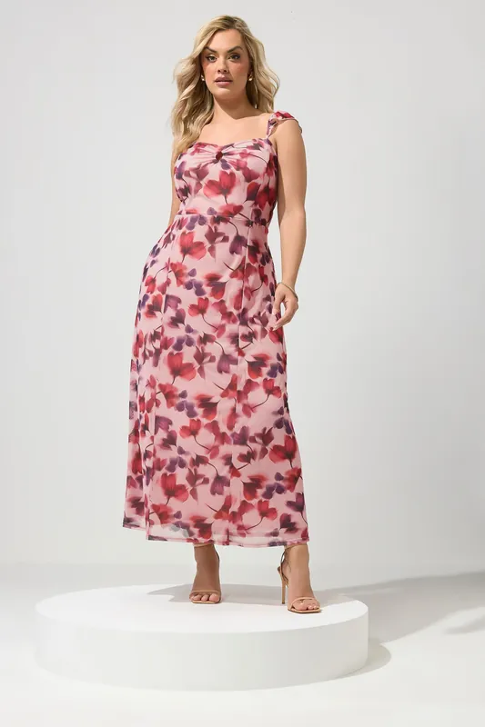 Floral Keyhole Ruffle Maxi Dress - Yours