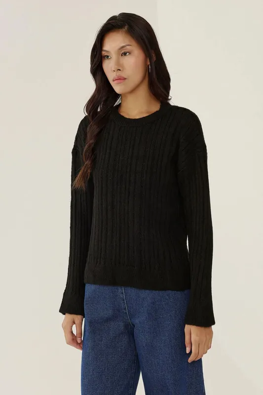 Textured Crew Neck Sweater - Hiccup