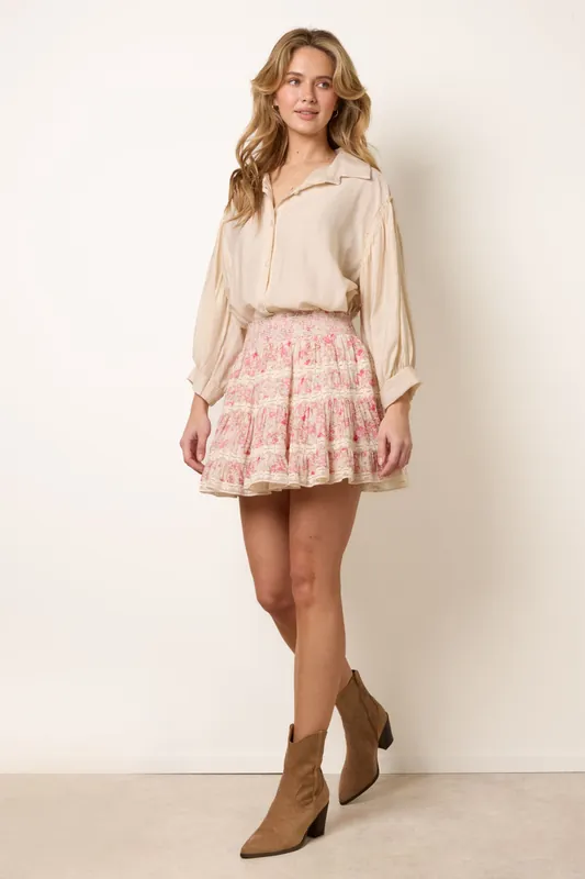 Pink Mini Floral Skirt - Blue Vanilla
