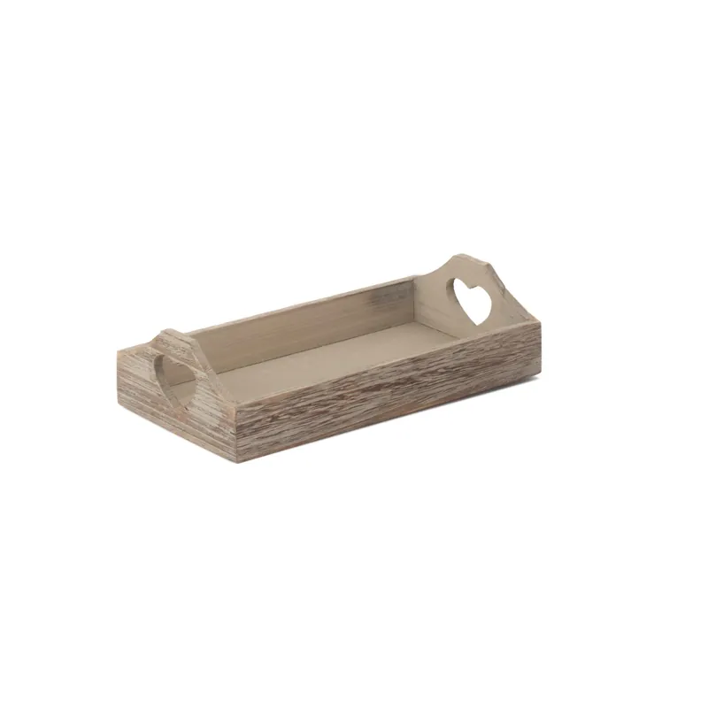 Shallow Wooden Heart Cut Out Tray - Red Hamper