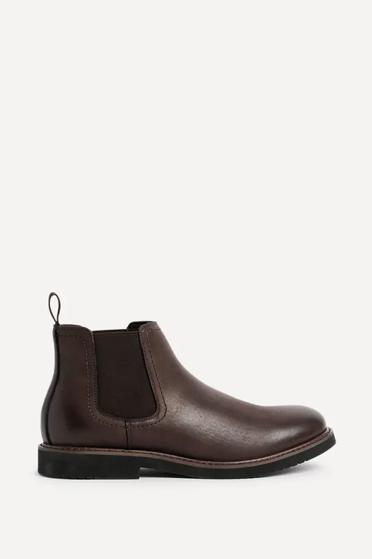 Alessandro Mens Brown Faux Leather Chelsea Boots - Linzi