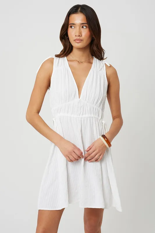 V-Neck Sleeveless Dress With Tie Details