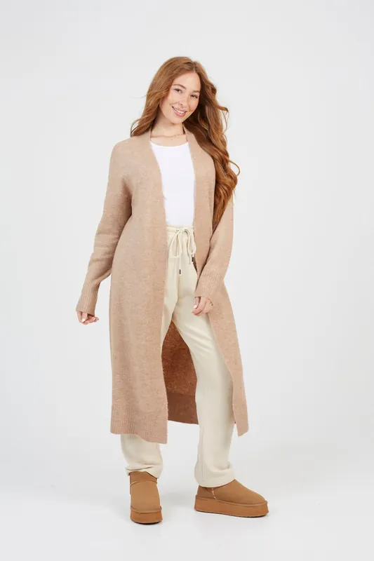 Knitted Dropped Shoulder Maxi Cardigan - Brave Soul