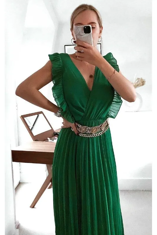 Bryanna Pleated Maxi Dress - IKRUSH