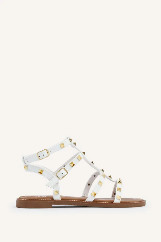 Billie White Studded Gladiator Sandals - Linzi