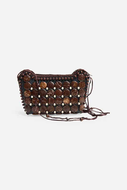 Beaded Brown Crossbody Bag - Public Desire