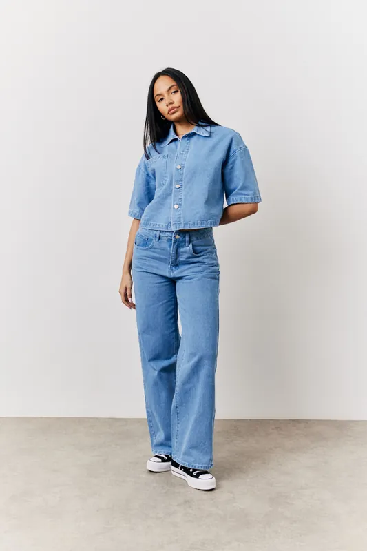Boxy Denim Shirt - In The Style