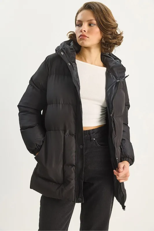 Hooded Puffer Down Coat - Bianco Lucci
