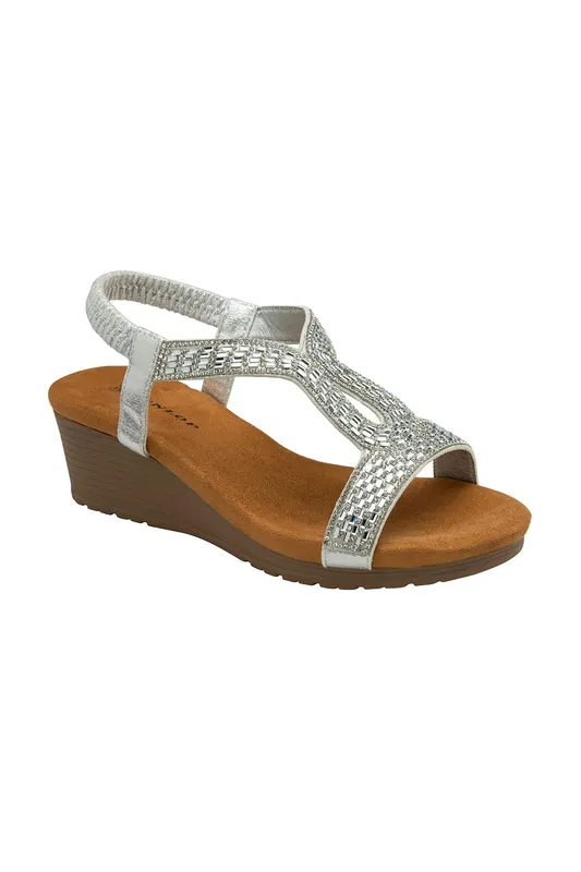 Silver 'Verona' Wedge Sandals - Dunlop
