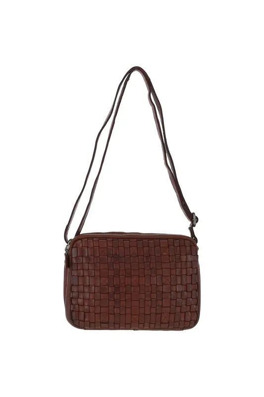 'Perfezione' Three Section Vintage Woven Leather Shoulder Bag - Ashwood Leather