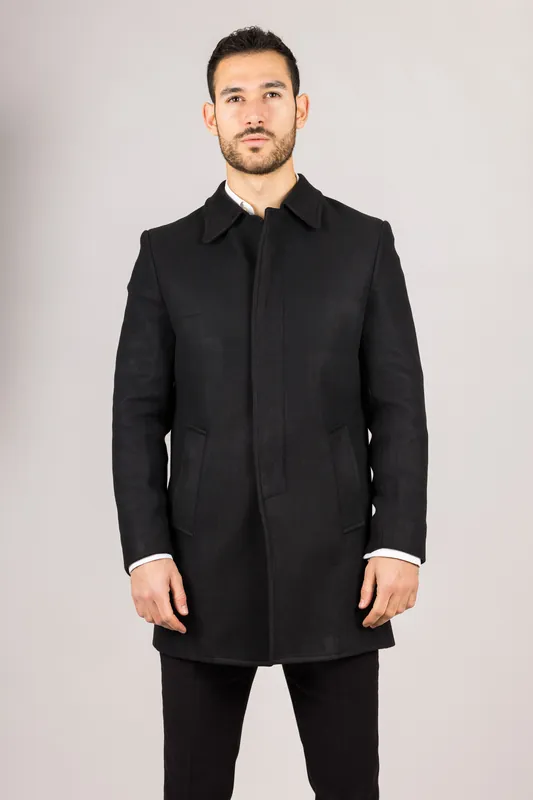 Men's Wool Blend Classic Collar Overcoat - Infinity Leather