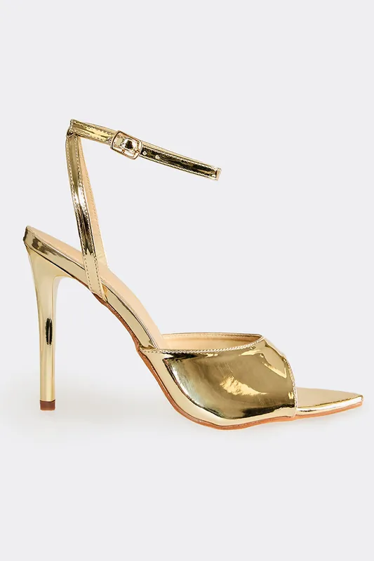 Ankle Strap Patent Stiletto Heeled Sandals - EGO