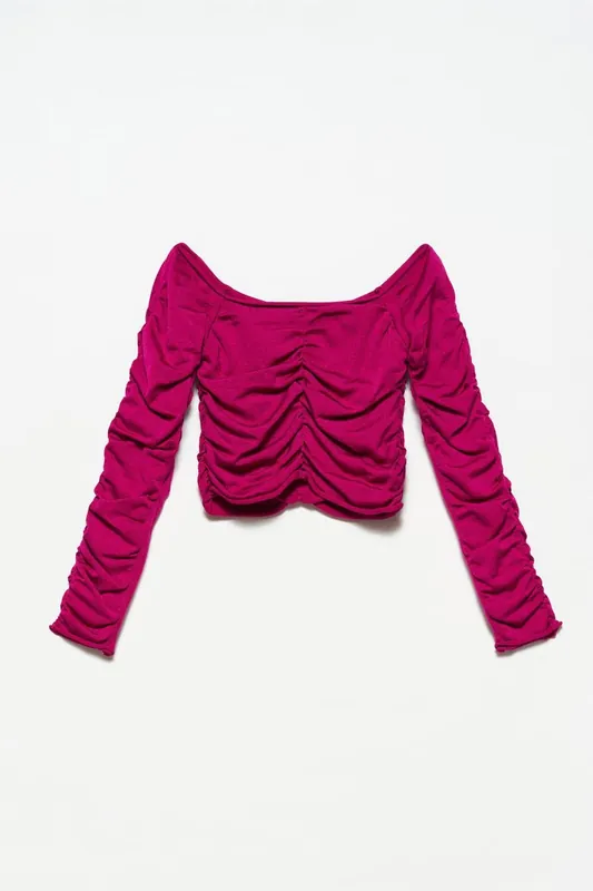 Women's Ribbed Off-shoulder Crop Sweater
