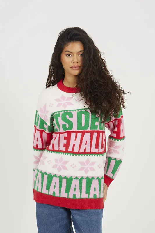 Stripe Slogan Christmas Jumper - Brave Soul