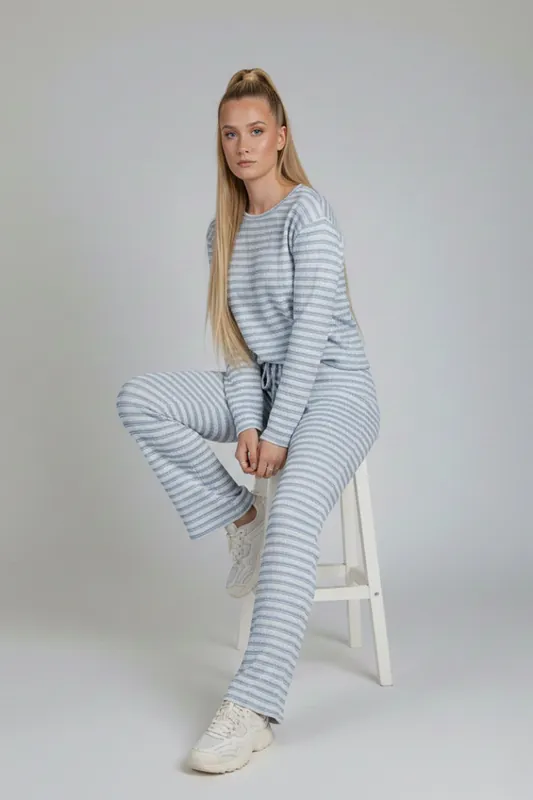 Stripe Long Sleeve Top and Trouser Co-ord Set