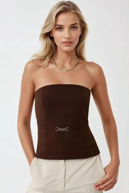 Strapless Fitted Top with Belt Accessory - Hiccup